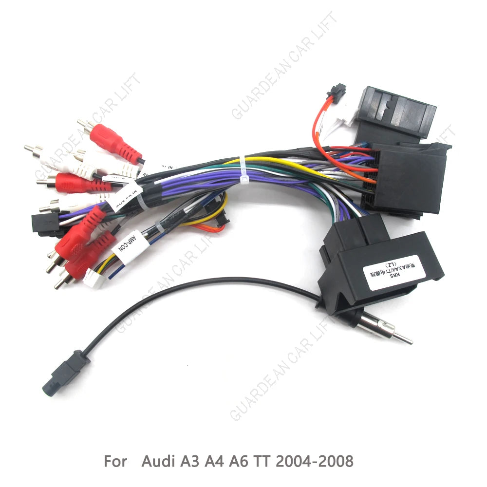 Adaptateur de câble d'alimentation Android 16 broches pour autoradio avec boîtier Canbus pour Audi A3 A4 A6 TT 2002-2008, faisceau de câblage d'alimentation, fil de radio
