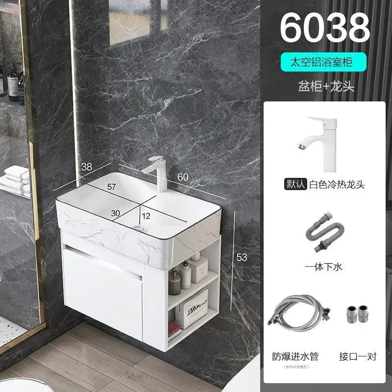 Compact Mini Bathroom Cabinet Minimalist Storage Ceramic Integrated Bathroom Vanity Cabinet Modern Archivadores Trendy Furniture
