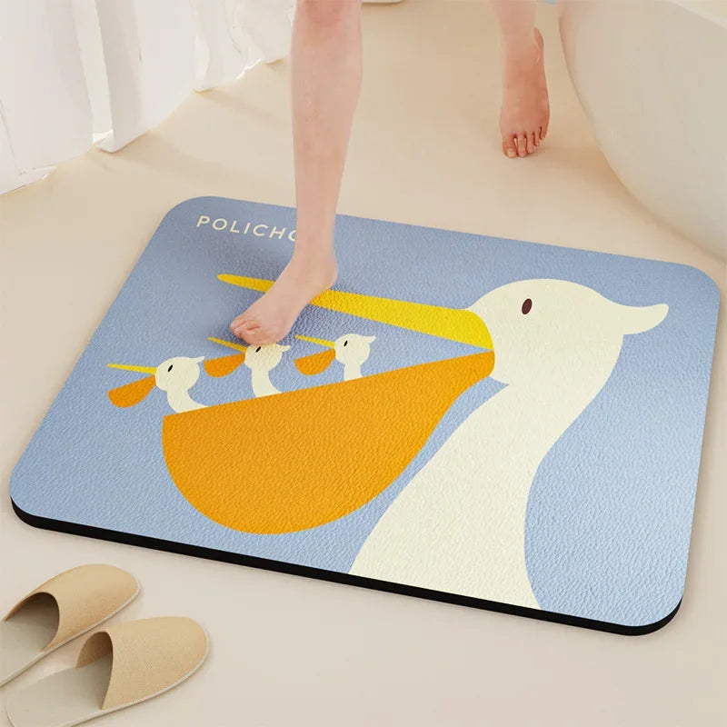 VIKAMA Premium Diatomaceous Earth Bathroom Mat Absorbent Quick-Dry Foot Mat Bathroom Shower Area Anti-Slip Rug Home Decor