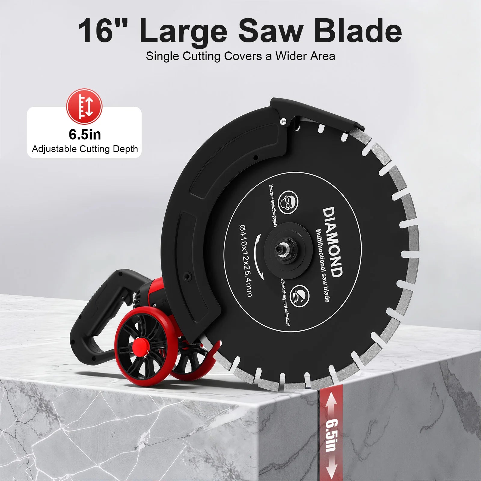 Electric Concrete Saw 4000w Water-Cooled Cutting Machine Low-Dust Slotting Machine Adjustable Depth for Stone Granite Red Brick