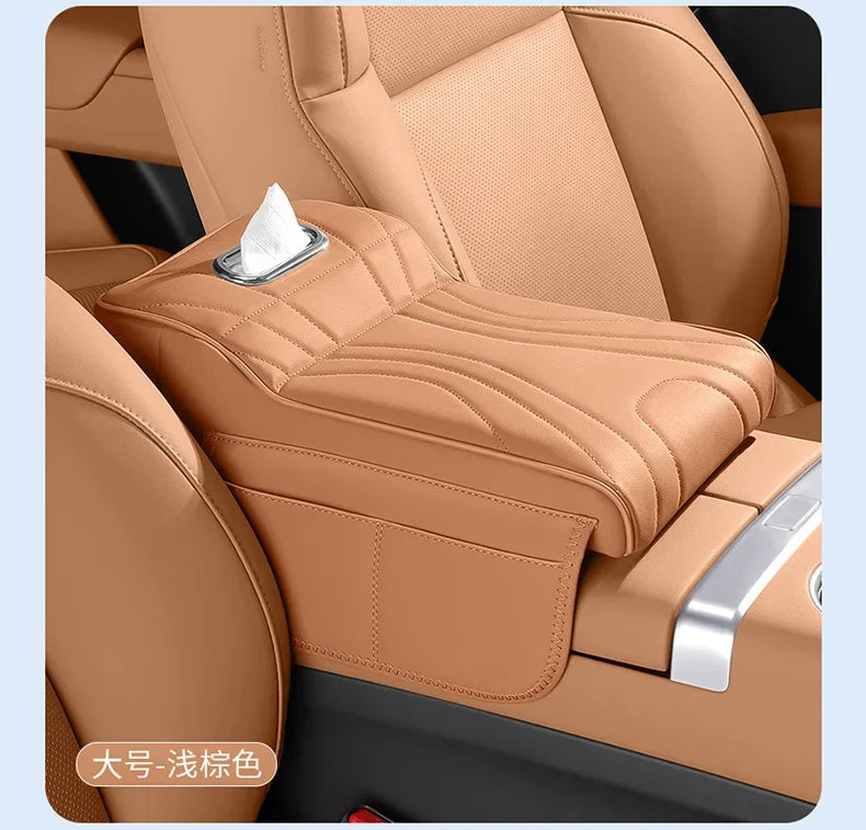 For jaecoo j7 JETOUR T2 Haval H9 2rd 2024 2025 Car Armrest Box Height Increase Pad with Storage Bag Car Leather Protective Cover