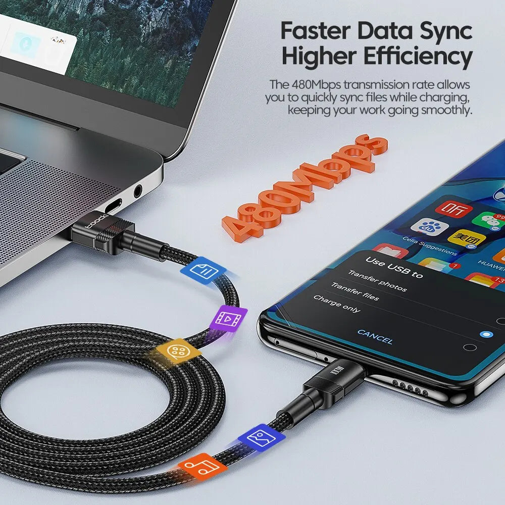 Toocki USB Type C Cable Fast Charging USB C Charger Cord For iPhone 15 14 13 12 11 Huawei P40 P30 Realme Oppo Oneplus Power Bank