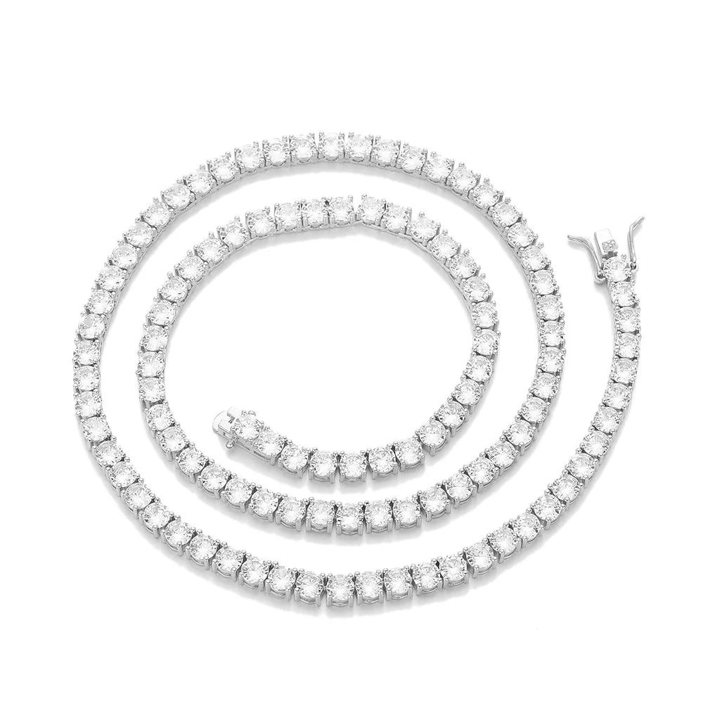 Nice Certified Moissanite Tennis Necklace 3/4/5/6mm Solid 925 Sterling Silver Diamond Tennis Necklaces for Women Man