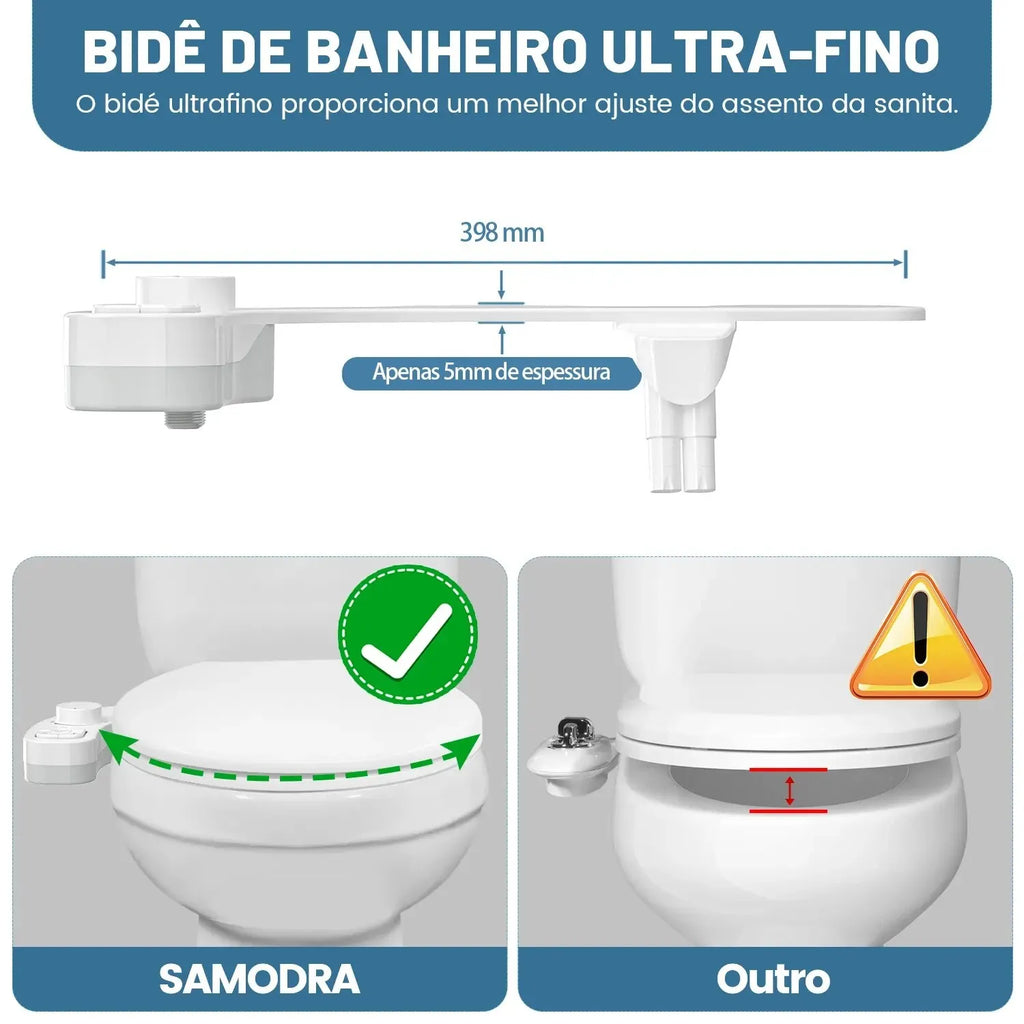 Bidet non électrique SAMODRA - Fixation de siège de toilette à double buse autonettoyante (lavage avant et arrière)