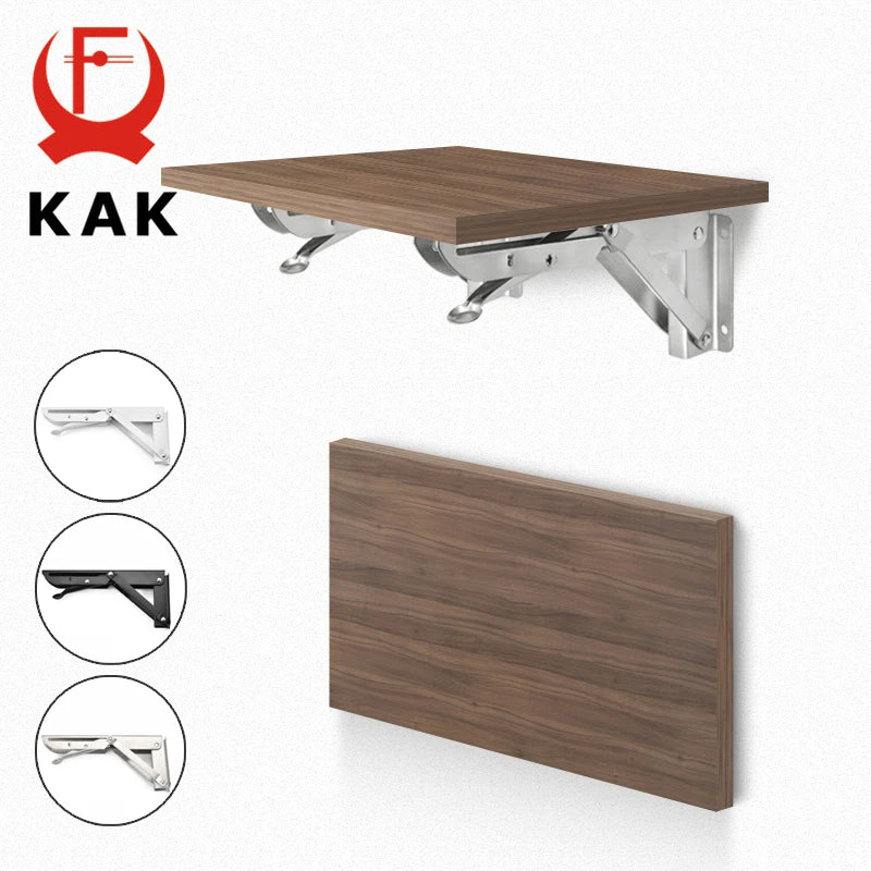 KAK 2pcs Équerre Pliable Robuste en Acier Inoxydable Support Mural Économiseur d'Espace pour Table de Travail, Camping-car, Voiture