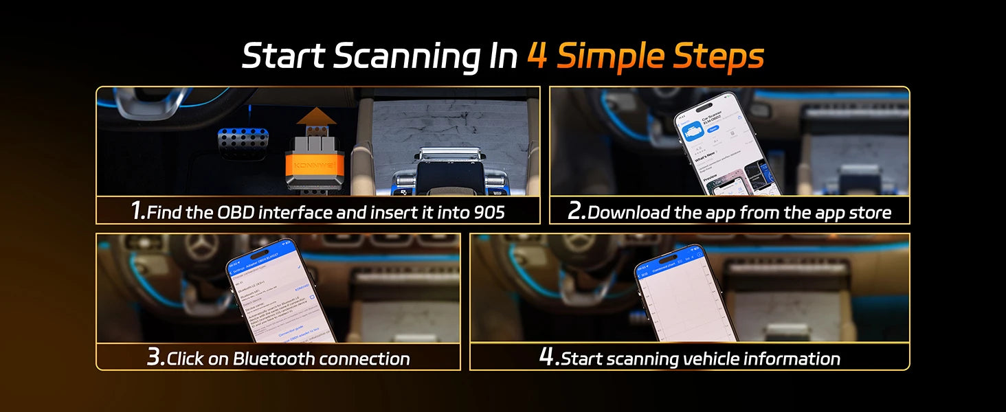 2026 KONNWEI KW905 Professional Car ELM327 OBD2 Scanner Bluetooth 5.0 for Android/IOS Code Reader Car Scanner Diagnostic Tool