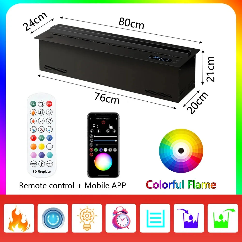 Smart 3D Atomized Fireplace LED Colorful Flame ECO Water Vapor Electric Fireplace for Living Room TV Wall Decor