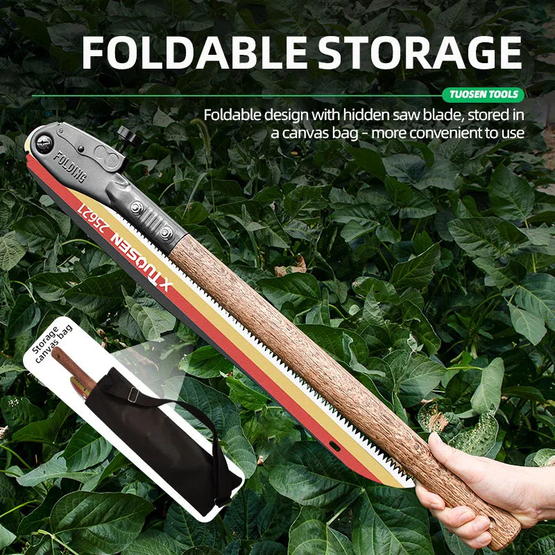 long saw for trimming trees Folding woodworking hand saw carbon steel sharp outdoor trimming tool wooden handle