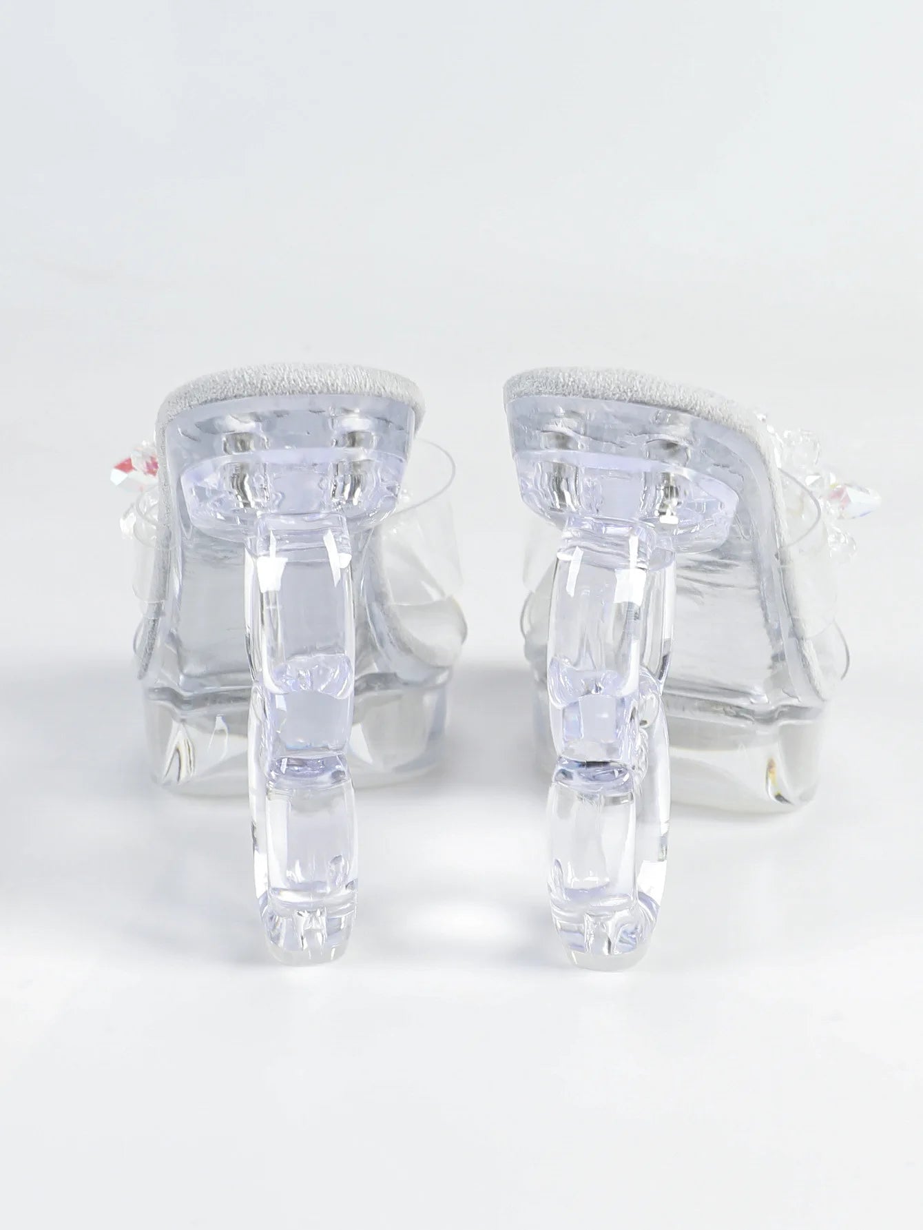 New Women Transparent PVC Slippers Square Toe Large Size Strange Style Sandals 12CM Rhinestones Ladies Shoes Summer High Heels