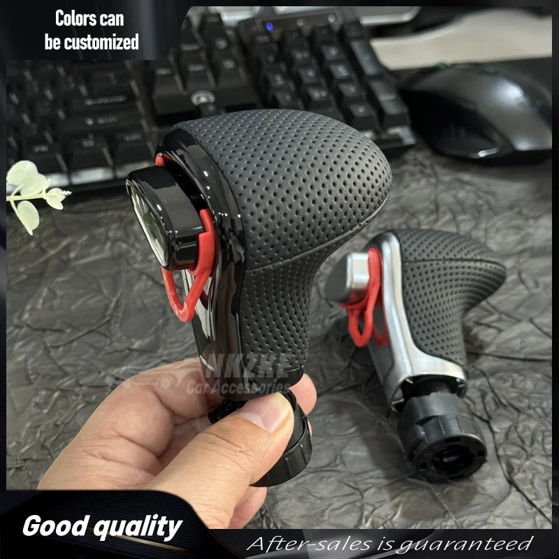 LHD Black Leather With Hole Gear Shift Knob For AUDI Q7 Q5 A3 A4 A5 A6 A7 C6 C7 4G1 713 139 4G1713139 Car Accessoriess
