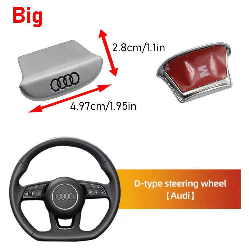 Car Steering Wheel Logo Sticker For Audi A1 A2 A3 A4 A5 A6 A7 A8 Q1 Q2 Q3 Q4 Q5 Q6 Q7 Sline Emblem Trim Cover Decal Accessories