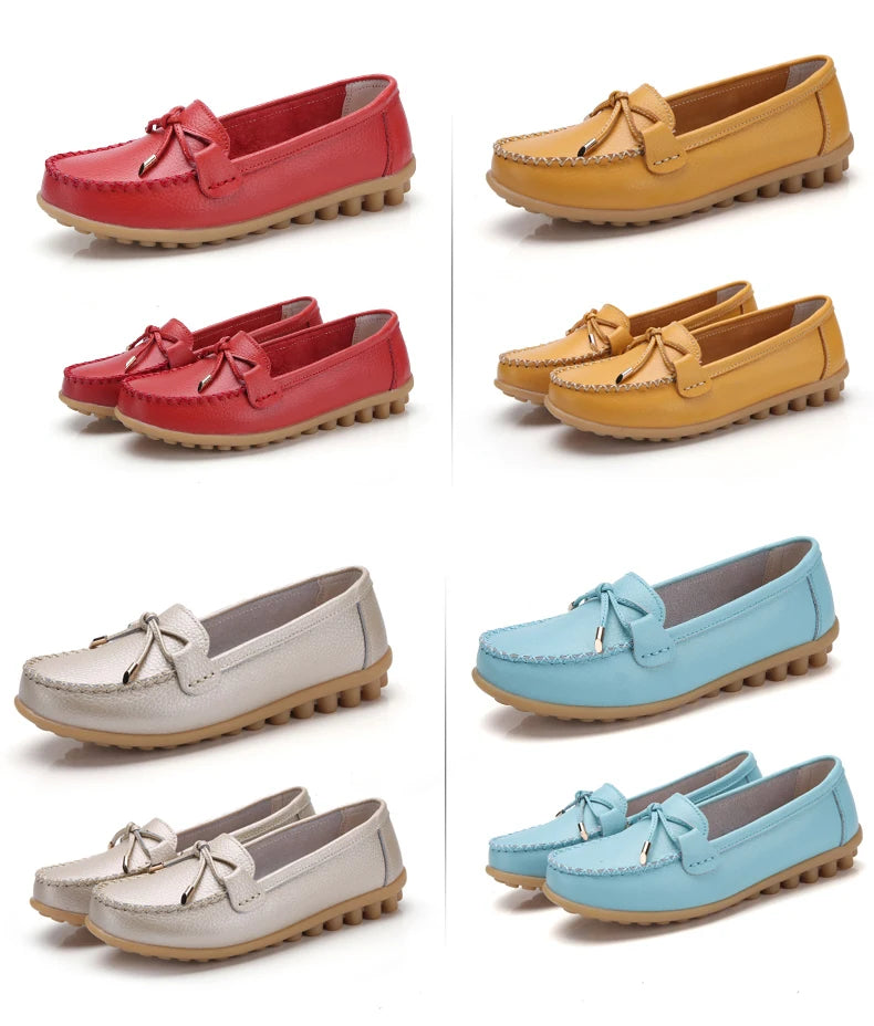 2025 New Woman Flats Shoes Ballet Flat Sneakers Genuine Leather Spring Soft Moccasins Ladies Boat Ballerina Espadrilles Creepers
