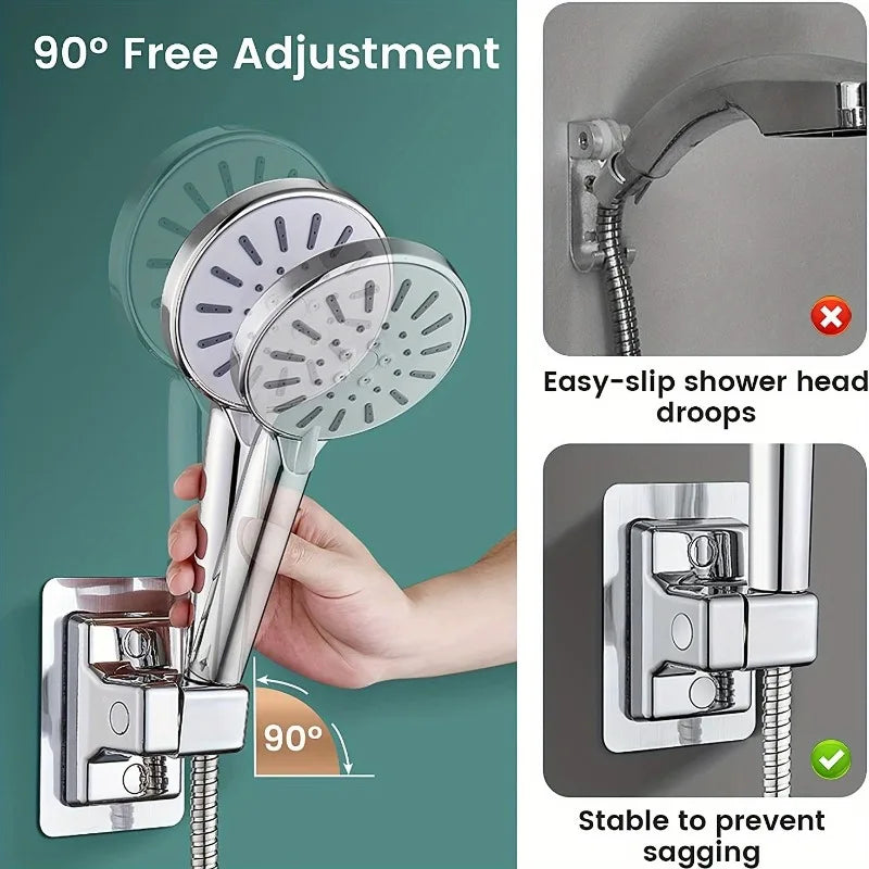 1pc Universal Shower Head Holder, ABS Wall Mount Bracket with Adhesive Stick for Bathroom