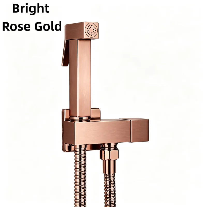 Brushed Rose Gold Brass Handheld Bidet High Voltage Spray Shower Set Toilet Special Faucet Bidet Faucet Bathroom Accessories
