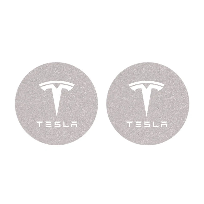 2Pcs Car Coaster Suede Mat Water Cup Anti-slip Pad Auto Interior For Tesla Model 3 Highland 2023 Model S Model X Model Y
