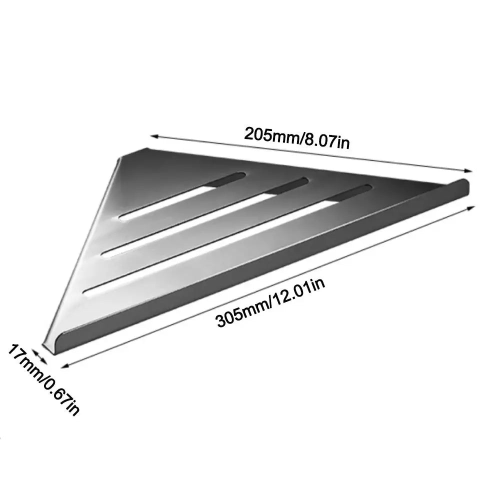 Étagère d'angle de salle de bain non perforée, murale, sans perçage, support de rangement triangulaire pour douche en acier au carbone