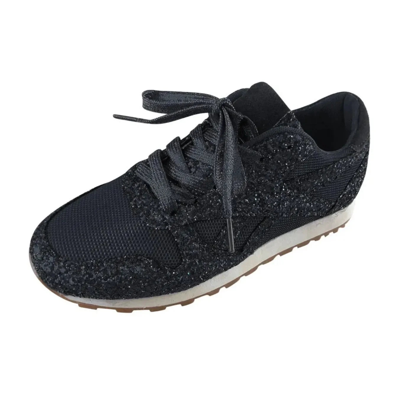 2025 New Women Flat Sneakers Casual Bling Vulcanized Shoes Women Mesh Lace Up Platform Plus Size Fashion Outdoor Woman Shoes