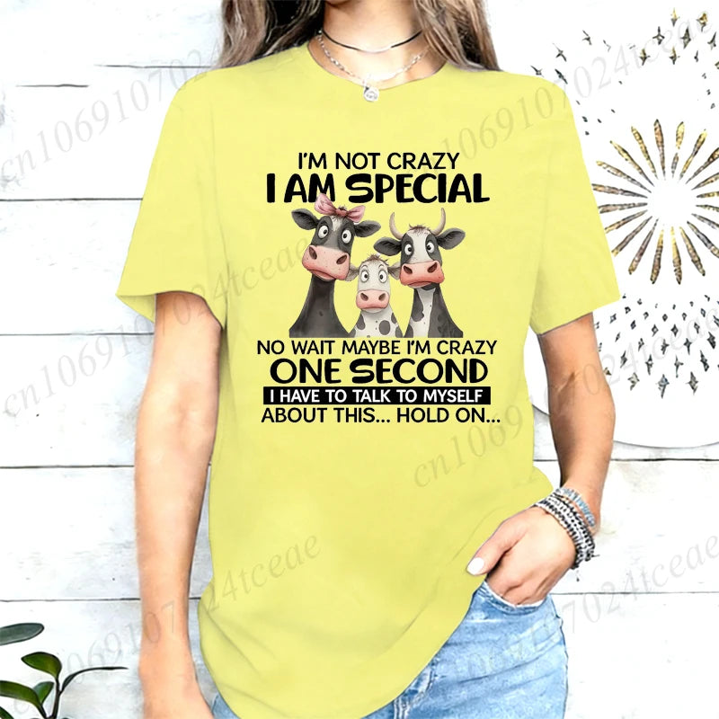 T-shirt Femme "I'm Not Crazy I'm Special" Vêtement Vintage Hip Hop Streetwear Manches Courtes Col Rond T-shirt Décontracté
