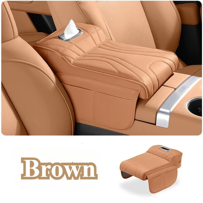 For jaecoo j7 JETOUR T2 Haval H9 2rd 2024 2025 Car Armrest Box Height Increase Pad with Storage Bag Car Leather Protective Cover
