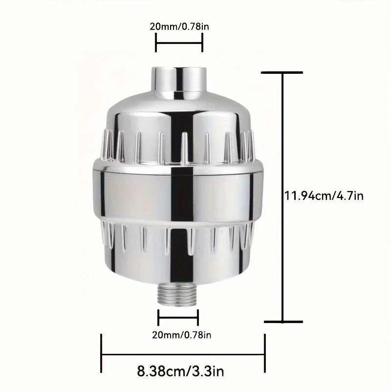 Filtre de Pomme de Douche 20 Étapes, Filtre d'Eau de Douche avec 2 Cartouches Filtrantes Remplaçables, Filtre de Douche pour Eau Dure
