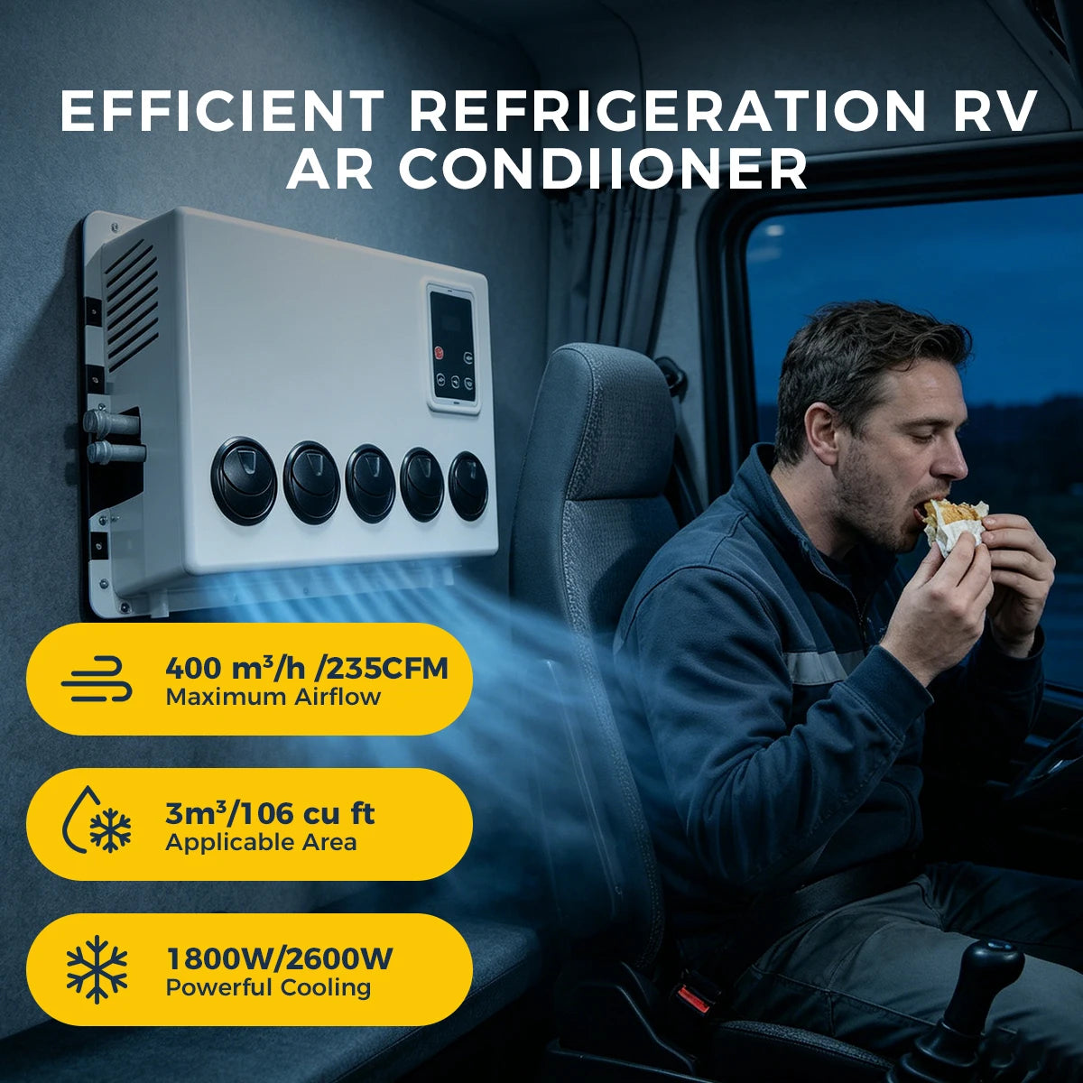 12V 24V Electric Roof Air Conditioning RV Air Conditioning, Parking Air Conditioning Automatic Constant Temperature for Trailers