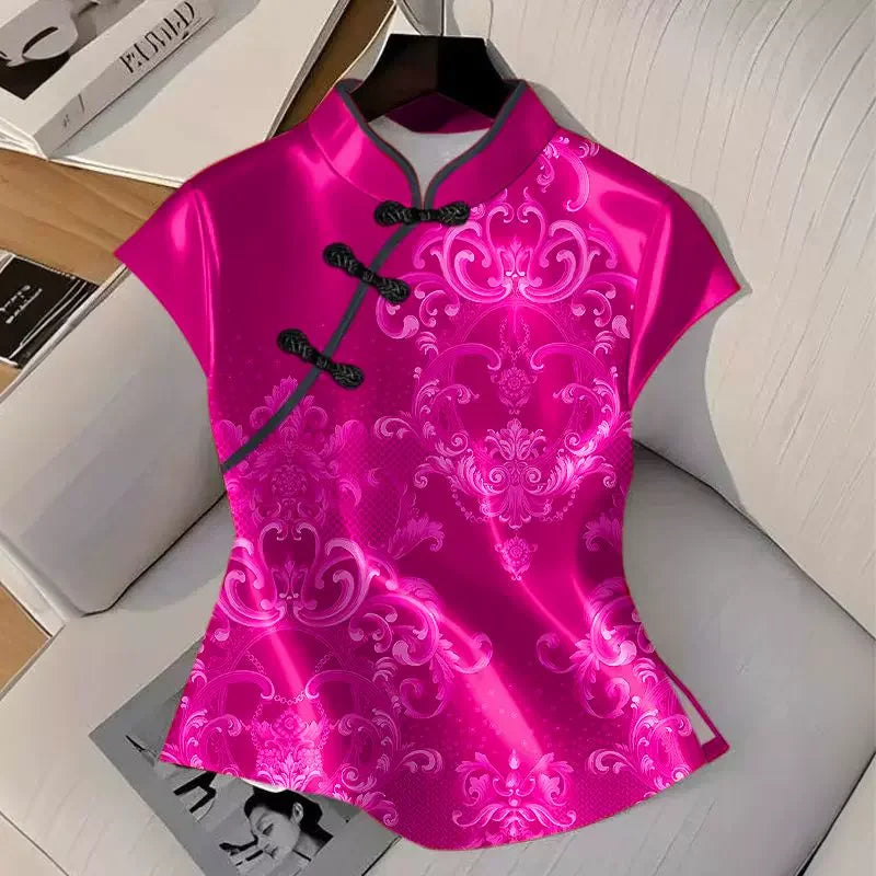 Qipao Shirts for Women Clothing Hanfu Tshirt Harajuku Ethnic Style Summer Streetwear Y2k Top Vintage T-Shirts Women Clothes