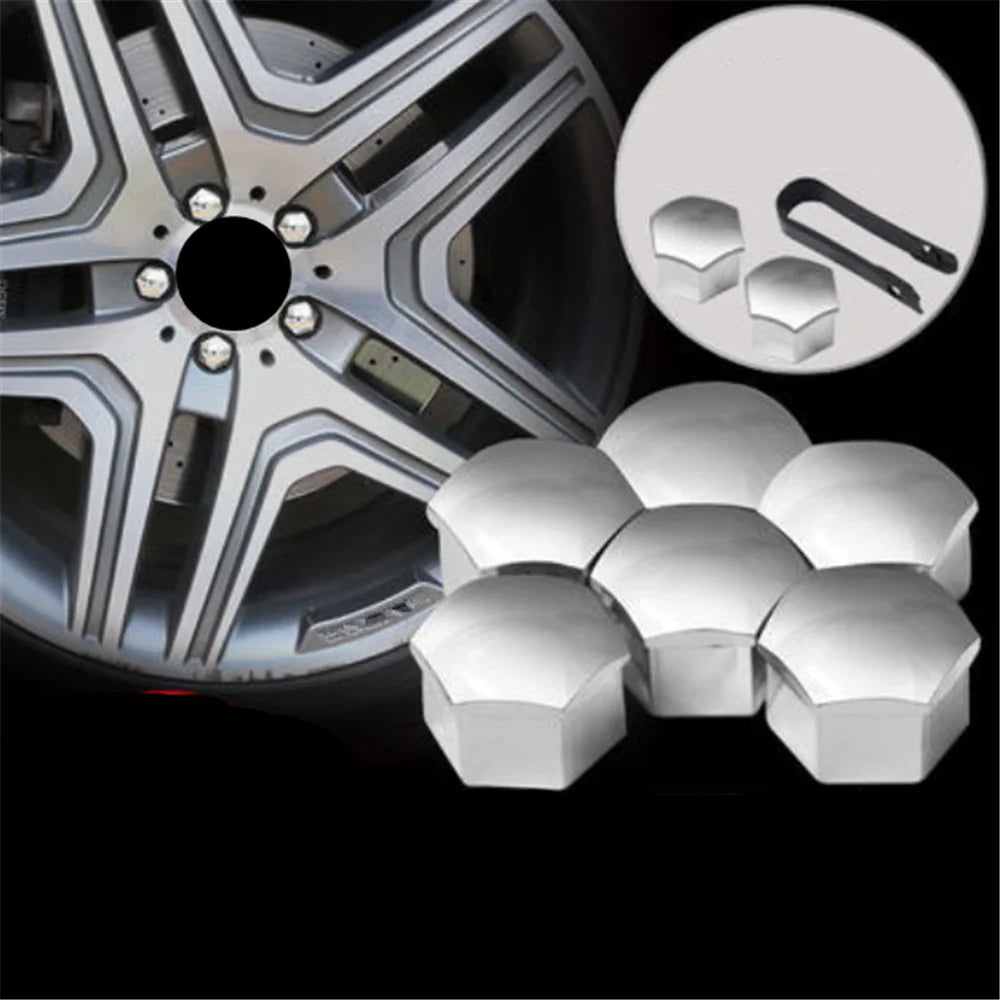 20Pcs Car Wheel Nut Caps Hub Screw Cover 17mm for Mercedes Benz W203 W210 W211 W124 W202 W204 W212 W176 AMG