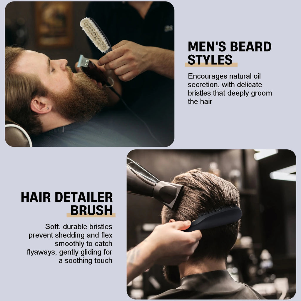 1/2pcs Professional Barber Hair Cleaning Brush Men Horse Hair/Boar Bristle Brush Beard Brush Neck Duster Broken Hair