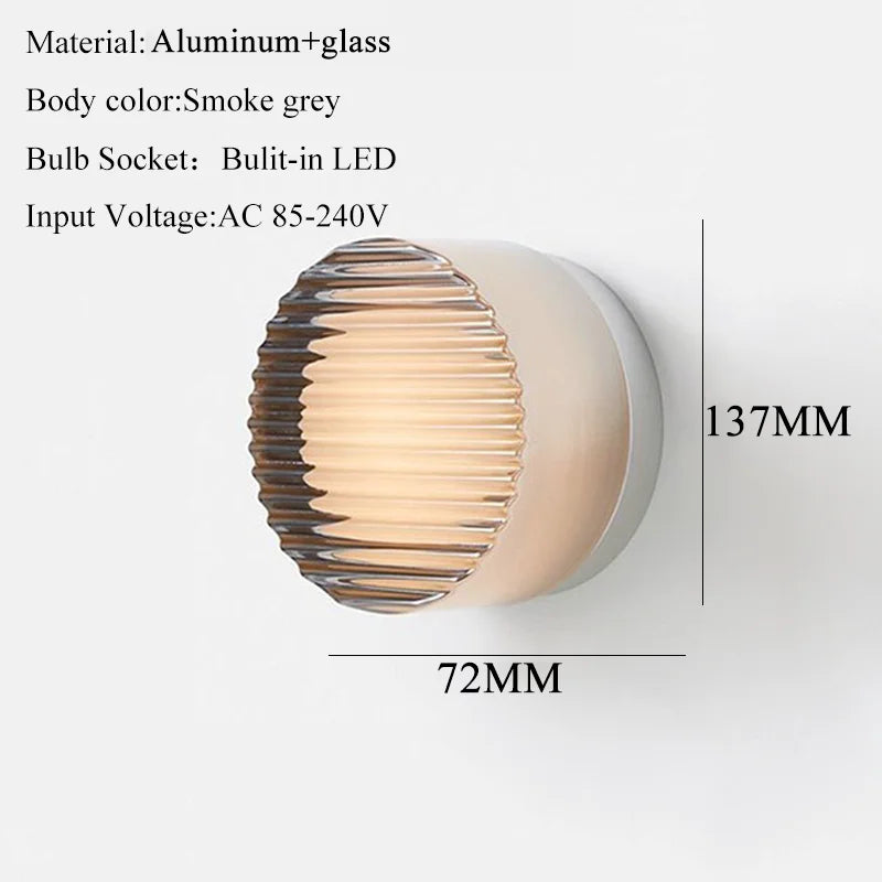 IWHD Round Glass LED Wall Lamp Sconce 4 Colors Bedroom Living Room Waterproof Stair Bathroom Mirror Light Modern Wandlamp