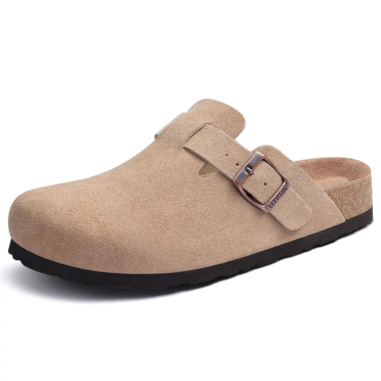 Asgard Women's Genuine Leather Clogs Soft Cork Footbed Cow Suede Mules With Adjustable Strap Fashion Comfort Slip on Slippers