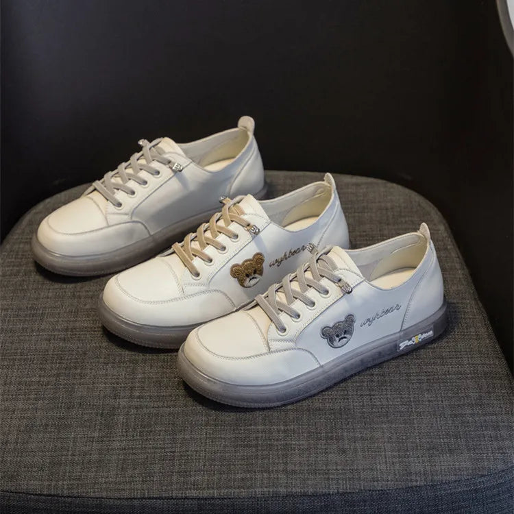 GKTINOO Women Sneakers Big Size 2026 Spring New Genuine Leather Loafers Women Casual Lace-up Women's Nurse Shoes
