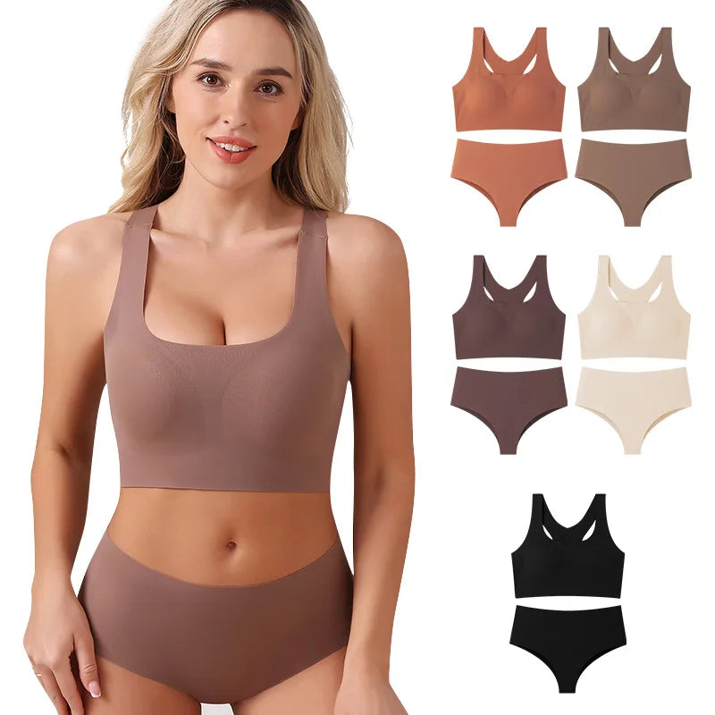 Ensemble soutien-gorge et culotte sans coutures pour femme, dos nageur, lingerie douce pour tous les jours 2026