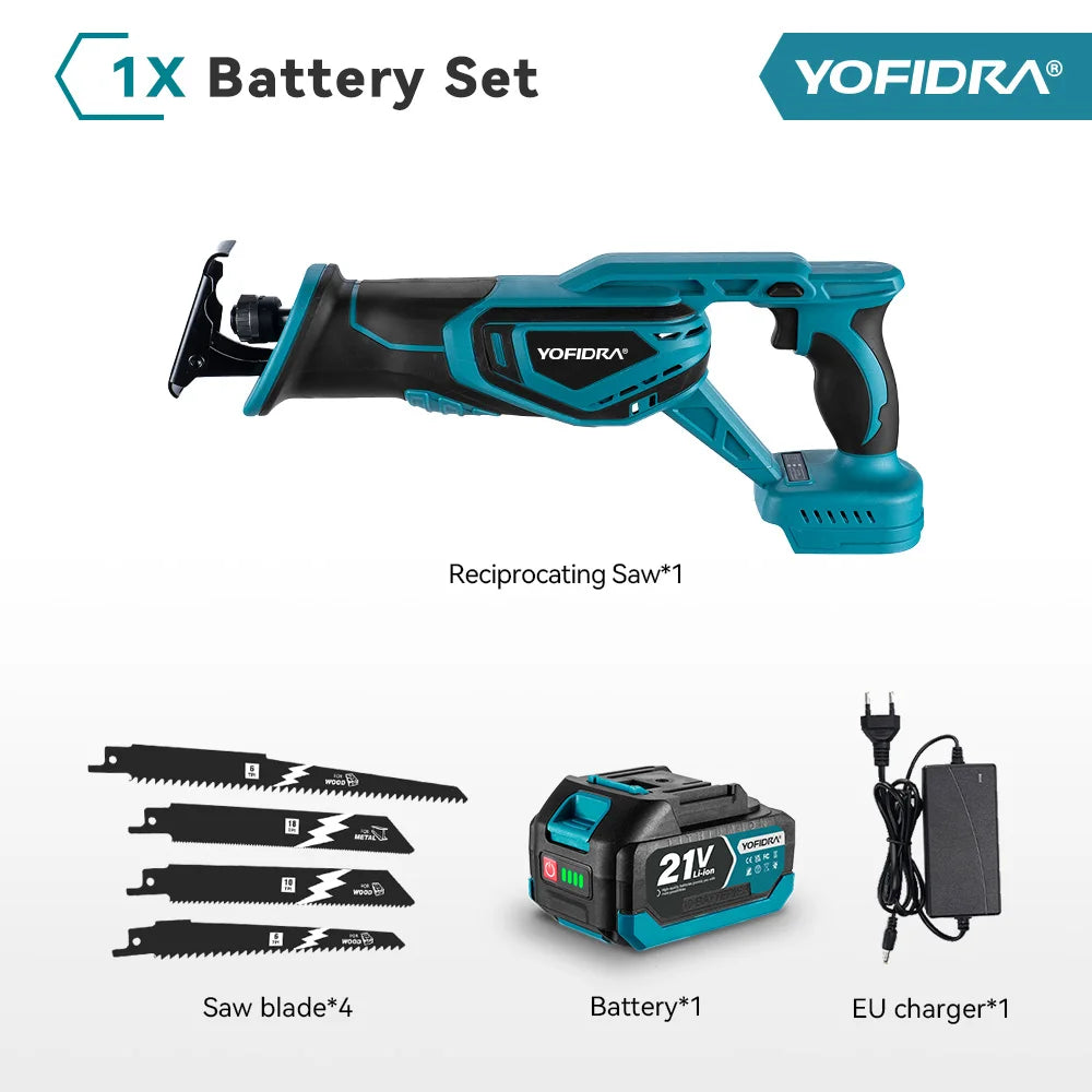 Yofidra Scie sabre sans fil Scie électrique multifonction pour la coupe du métal, du bois et des tuyaux, compatible avec les batteries Makita 18-21V
