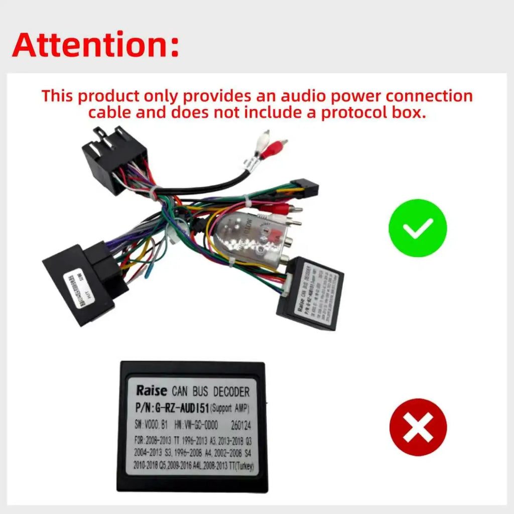 Faisceau de câblage d'alimentation de l'autoradio avec convertisseur audio pour Audi TT A3 S3 RS3 A4 S4 RS4 Lecteur multimédia autoradio et vidéo