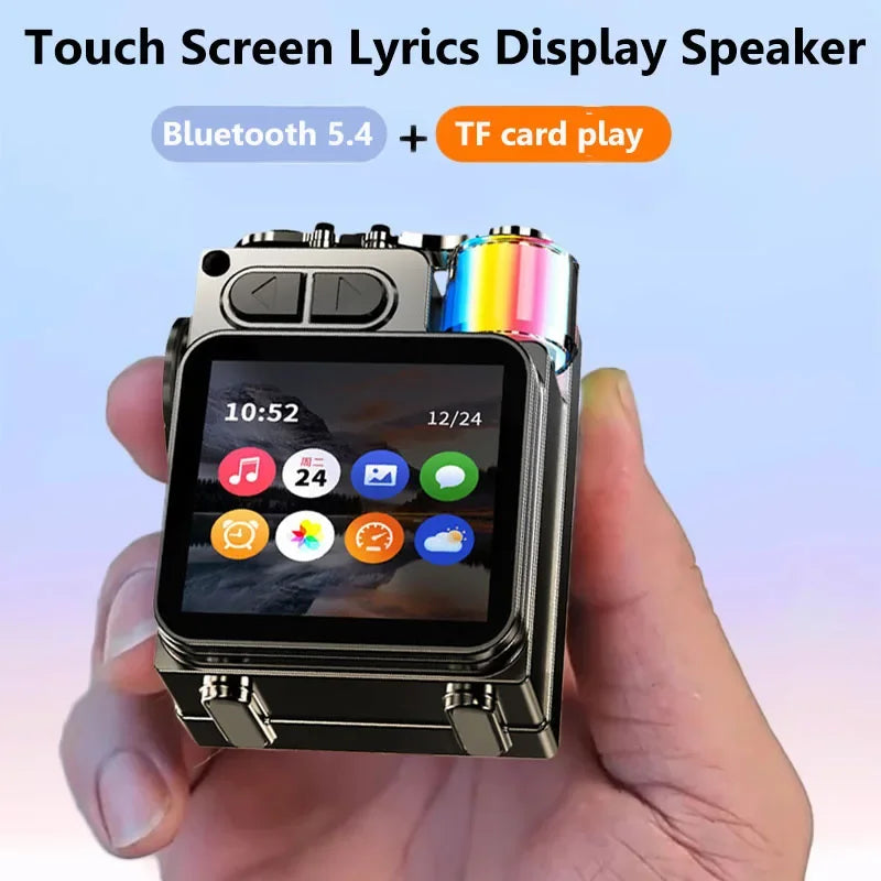 Bluetooth Speaker Smart Touch Screen Mini Portable Audio Player Wireless Handsfree Call MP3 Music Box Support TF Play APP Contro