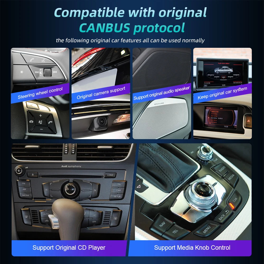 Android 14 8+128G Autoradio CarPlay Pour Audi A6 C6 4f 2005 2006 2007 2008-2011 MMI 2G 3G Lecteur Multimédia de Voiture Stéréo Wifi Navi
