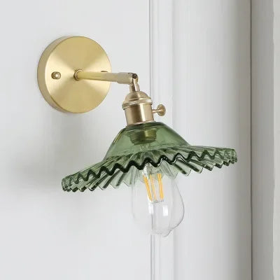 Nordic Japanese Brass Wall Lamp Bedroom Bedside Lamp Bathroom Cloakroom Background Wall Mirror Front Creative Glass Wall Lamp