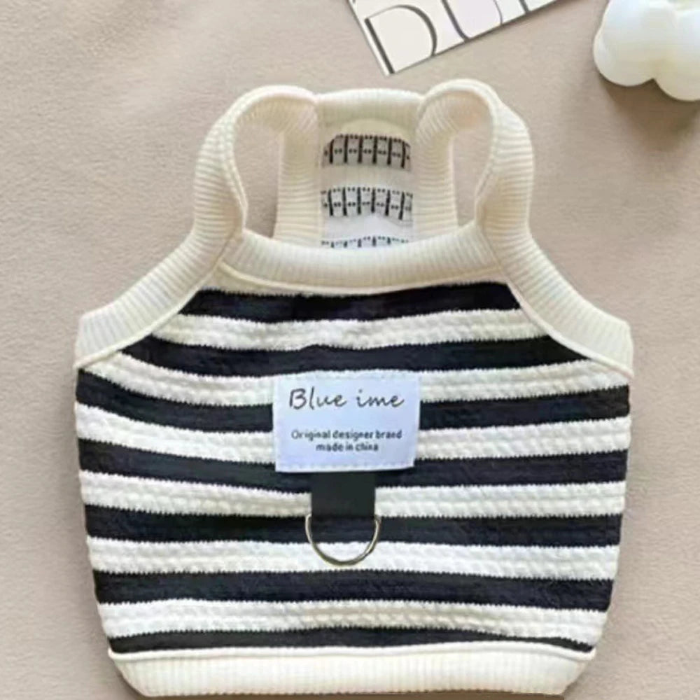 Striped Small Dog Vest Bichon Frise Comfortable Summer Puppy Clothes Dog Halter Vest Cute Cat Clothes with D Ring