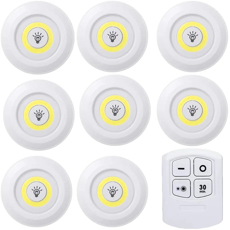 Éclairage LED Dimmable Sous Armoire avec Télécommande, Lumières LED Alimentées par Piles pour Placards, Armoires, Salle de Bain, Veilleuse