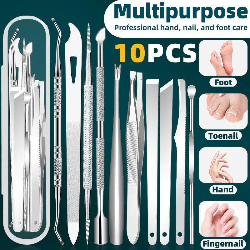 6/10/12/17pcs Stainless Steel Pedicure Tool  Professional Manicure Knife for Dead Skin Callus Removal Foot Care Kit Home Travel