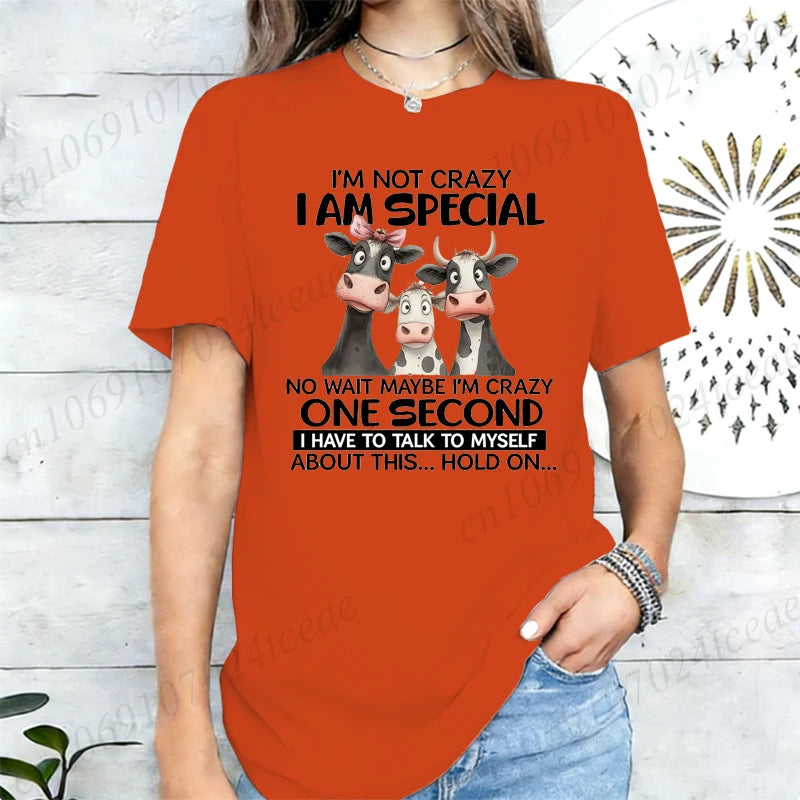 T-shirt Femme "I'm Not Crazy I'm Special" Vêtement Vintage Hip Hop Streetwear Manches Courtes Col Rond T-shirt Décontracté