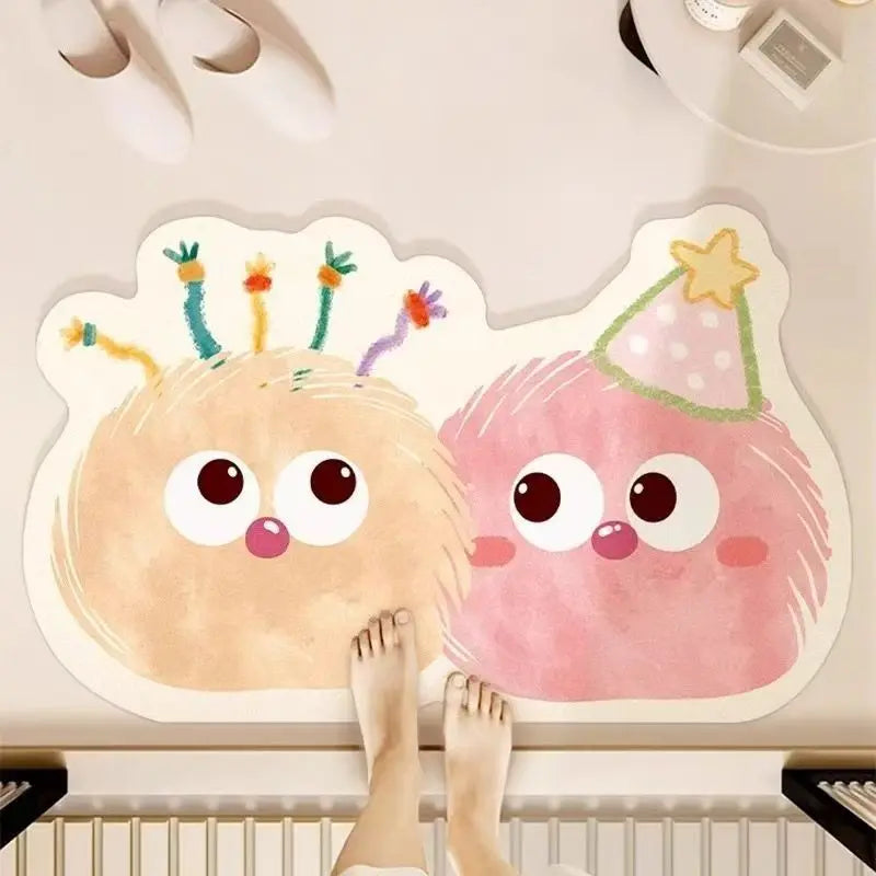 VIKAMA Cute and Fun Big Eyes Cloud Bathroom Carpet Absorbent Anti slip Quick drying Foot Mat Toilet Entrance Door Mat