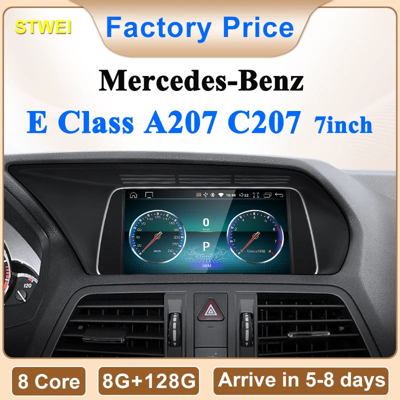 STWEI  New Factory Price 7inch Android 14 Car Multimedia Players For Mercedes Benz E Class W207 A207 GPS Navigation CarPlay AUTO
