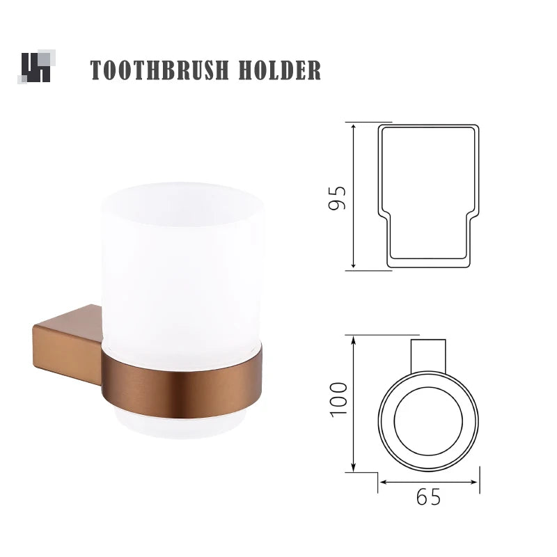 Brushed Rose Gold Storage Rack Towel Bar Tissue Holder Bathrobe Hook Cup Holder Toilet Brush Soap Dish Bathroom Accessories
