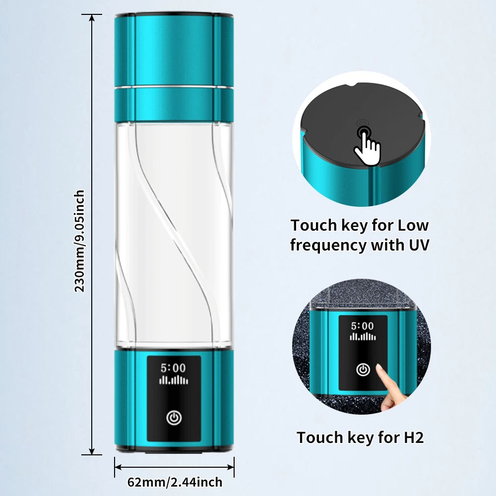 300ml 5000ppb hydrogen water bottle 7.83HZ Schumann resonance activated water technology UV-C cleaning technology