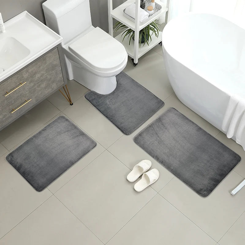 Ensemble de toilettes trois pièces, tapis de sol de salle de bain, tapis de douche, tapis de bain absorbant, tapis antidérapant, doux et confortable, buanderie.