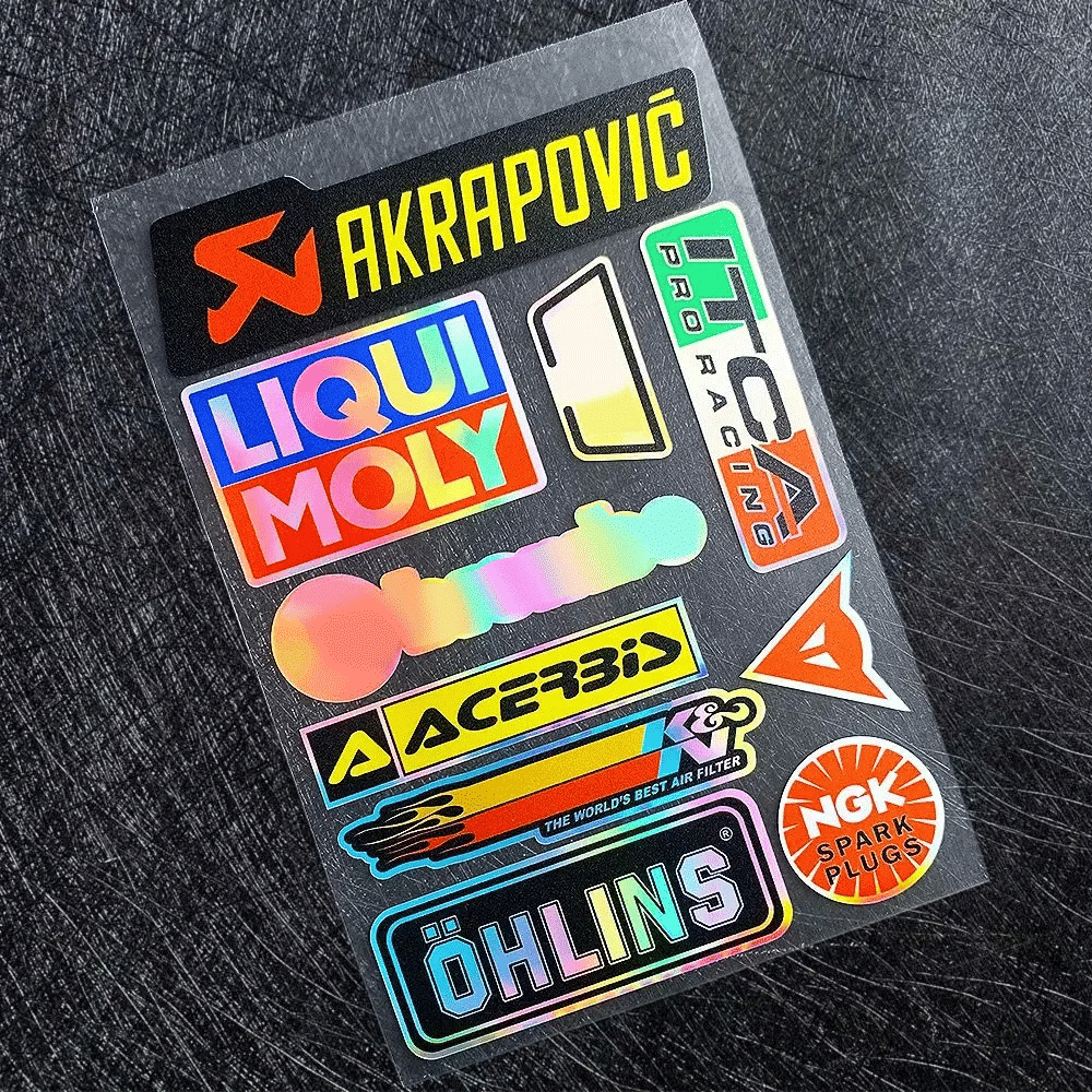 Racing Sponsor Style Decals Kit, Waterproof Reflective Vinyl Stickers for Auto Motorcycle Scooter Helmet Bike DIY Decoration