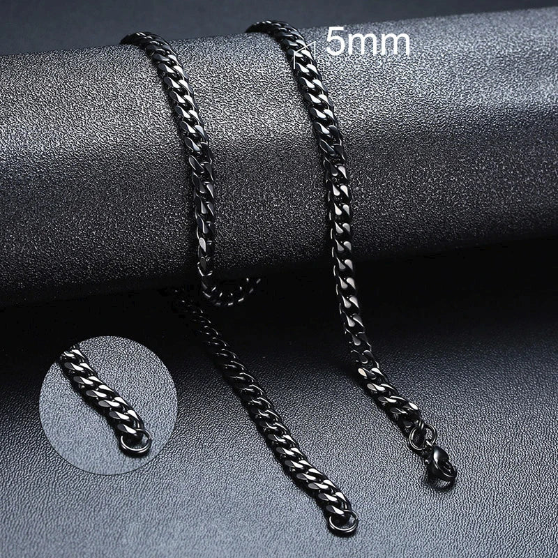 Vnox Cuban Chain Necklace for Men Women,Basic Punk Stainless Steel Curb Link Chain Chokers,Vintage Gold Color Solid Metal Collar