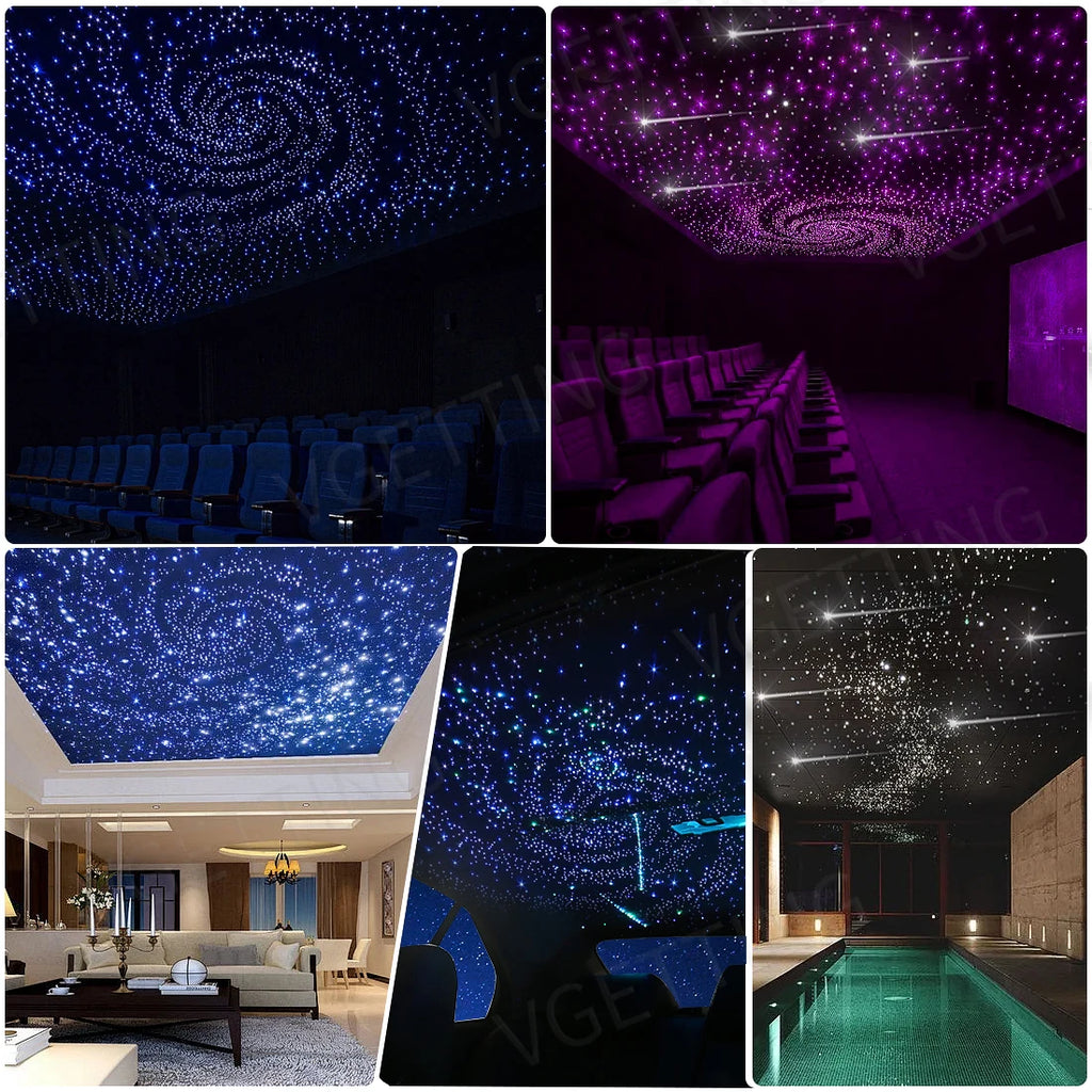 4 Port Twinkle RGBW Meteor Ceiling Car Roof Shooting Star Light LED Fiber Optic Light Starry Sky Lamp APP Music Remote Control