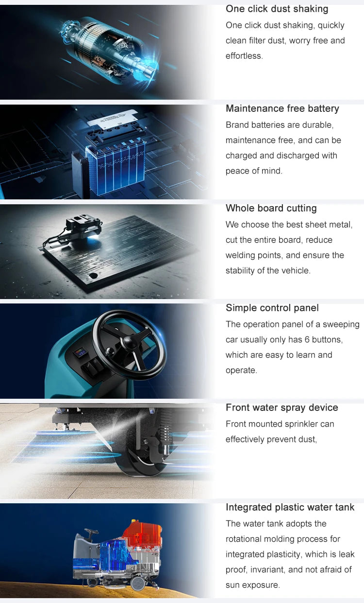 Electric Ride-On Road Sweeper Truck C0nTour DEY X5 3000W Self-Propelled New Vacuum Municipal Commercial Use